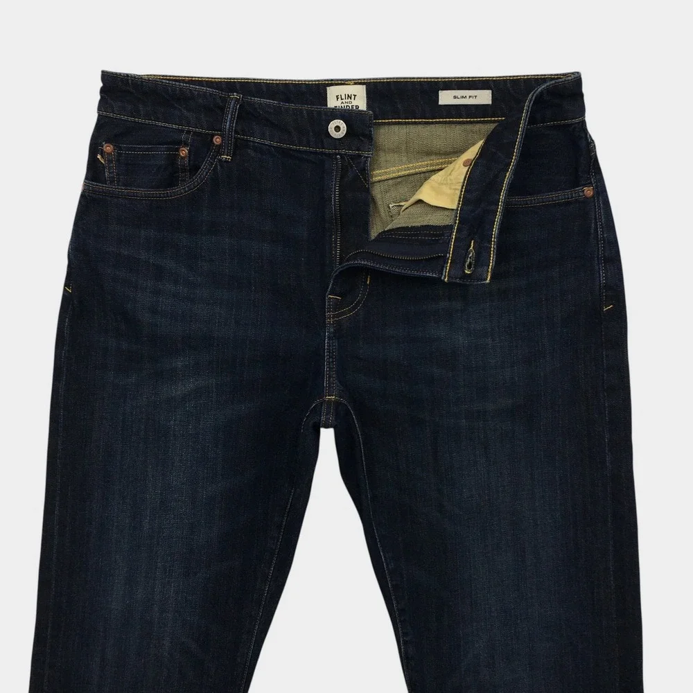 Flint and Tinder Slim Fit Selvedge Jeans Mens 33x30 Dark Indigo Denim Pants